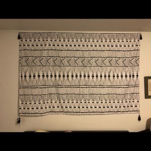 Black and white geometric tapestry